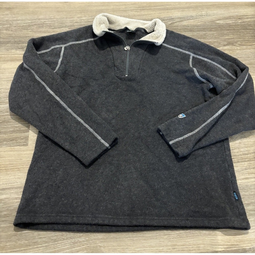 Kuhl Alfpaca Fleece Pullover Womens Large Gray 1/4 Zip Mock Neck Pullover